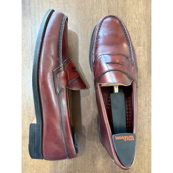 Vintage G.H. Bass & Co. Weejuns Burgundy Leather Penny Loafers USA Made 9.5D - Picture 1 of 12